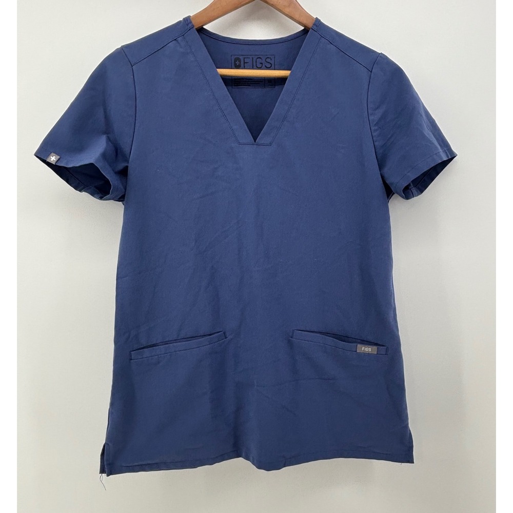 FIGS Casma Three Pocket Scrub Top Women's XS Blue Technical Collection